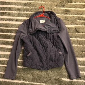 Anthropologie Gray Quilted Bomber Jacket